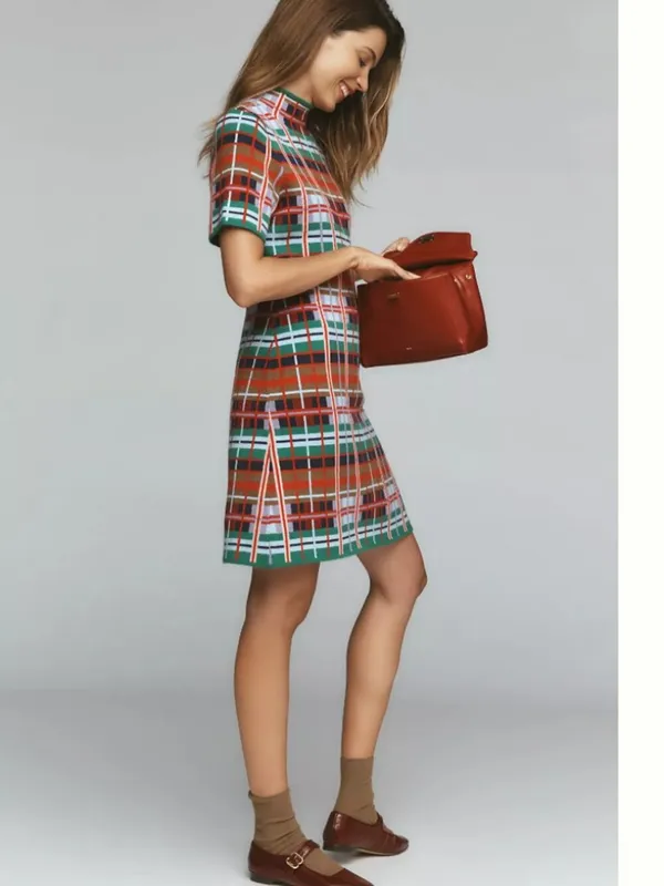Anthropologie NWT The Nina Short-Sleeve Mock-Neck Mod Sweater Mini Dress - Image 2