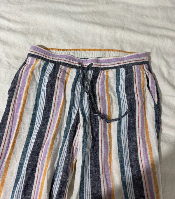 Old Navy Striped Pants Linen Blend Small - Image 4