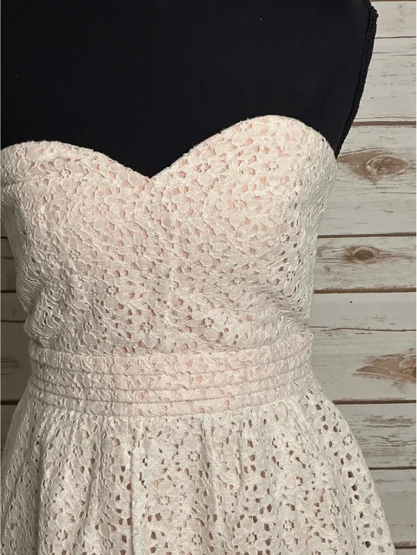 Pins and Needles cream blush lace strapless fit & flare dress Size 6 coquette - Image 2