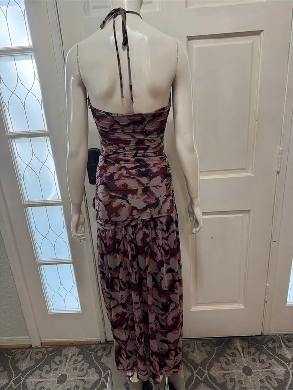 Nicholas Micaela Halter Neck Purple Floral Gown size XSMALL A1 - Image 11