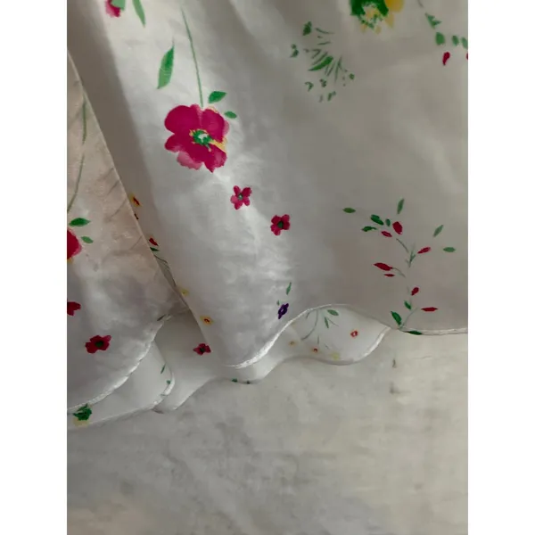 Kim Rogers Floral Satin Slip Dress Womens Small White Pink V-Neck Mini Dress - Image 16