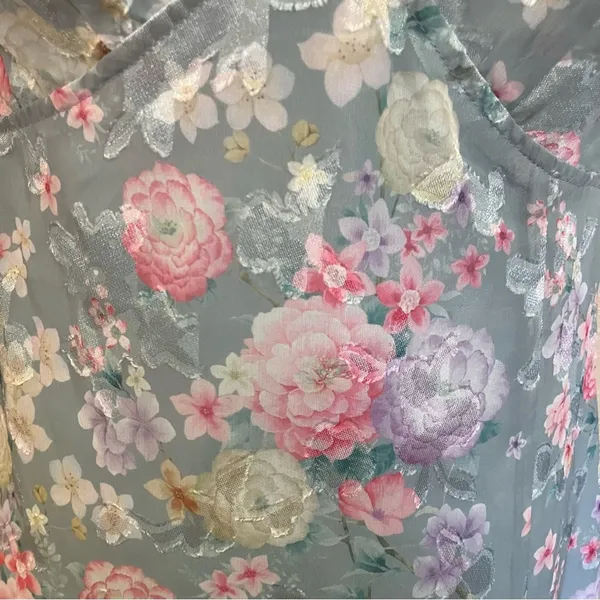 NWOT Lulus Elegant Personality Slate Blue Floral Burnout Midi Dress - Image 5