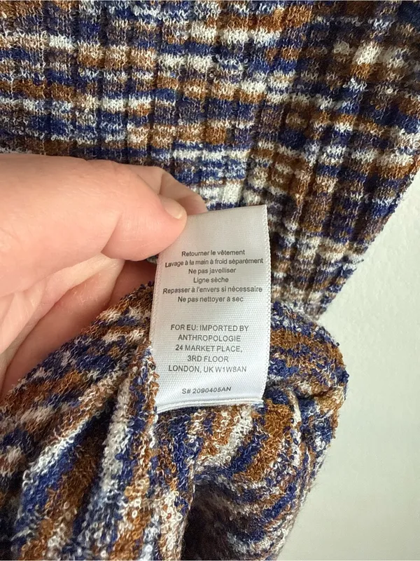 Anthropologie Daily Practice Space Dye Ribbed Midi Dress Blue Brown XS - Image 5
