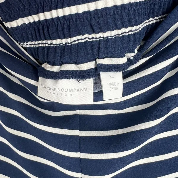 New York & Company Pants Womens XL Navy Blue White Striped Sailor Lace Up‎ - Image 5