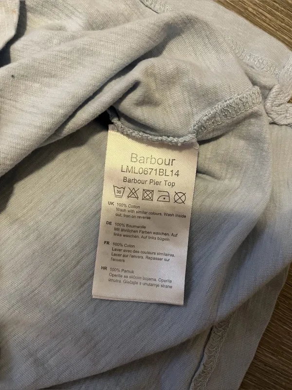 Barbour Pier Top Womens Size 4 Light Blue Cotton Short Sleeve Preppy Classic - Image 7