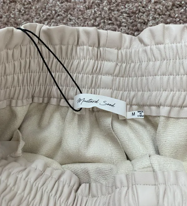 Mustard Seed NWT boutique Off White faux leather joggers - Image 5