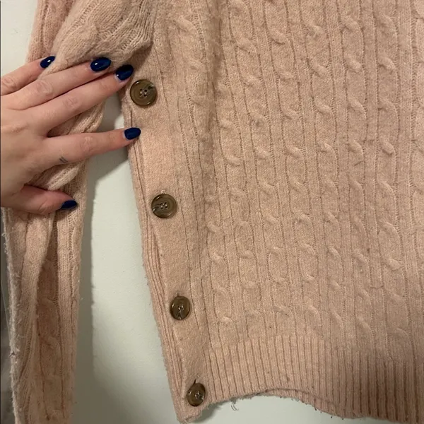 J Crew Wool Blend Pink Wool Blend Button Sweater Size Medium - Image 2