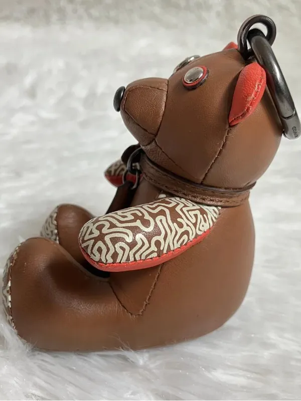 ✨Coach x Keith Haring Collaboration, Leather Bear Bag Charm or Key Holder Brown. - Image 3