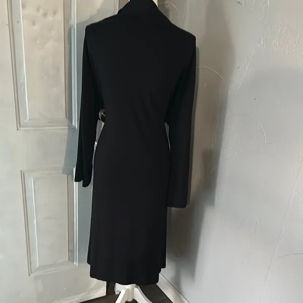 Black Long Sleeve Plunge Pleated Chemise - Image 3
