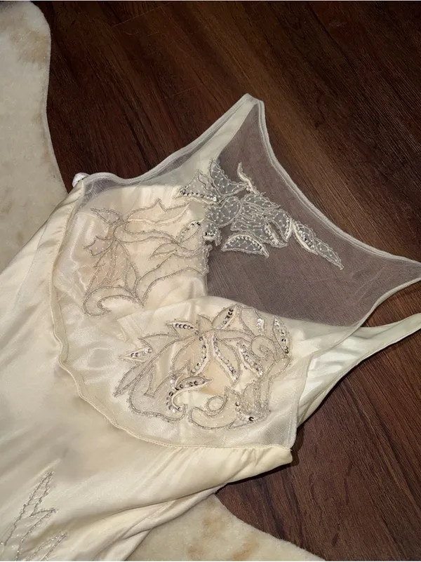 VTG Sue Wong Nocturne Silk Beaded Mermaid Wedding Dress Ivory Gown Sequin formal - Image 7
