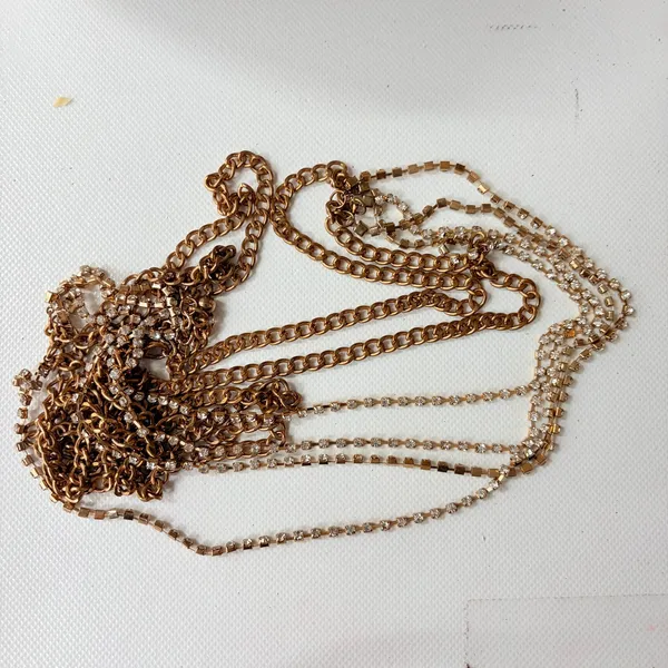 Gold Tone Rhinestone Harness Body Chain Necklace Y2K Glam Draped Festival Club - Image 6