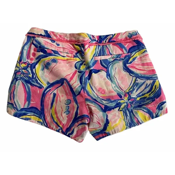 Lilly Pulitzer‎ Adie Shorts Womens 0 Pink/Blue Loud 3" Inseam Bright Colorful - Image 3