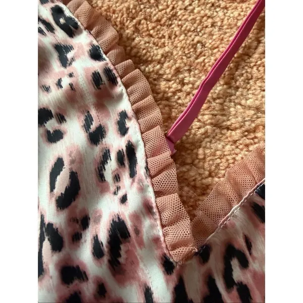 Victoria’s Secret Leopard Print Cami Top Size S Pink Ruffle Trim - Image 2