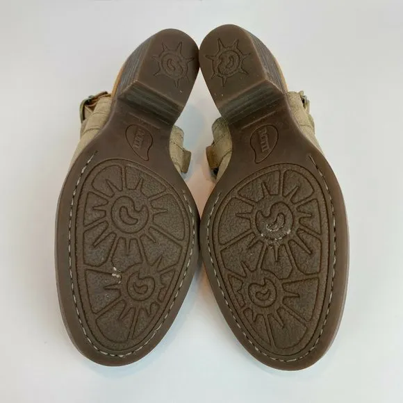 Born‎ Bagley Clogs Mules 7 Suede Leather Studded Taupe Harness Buckle - Image 11