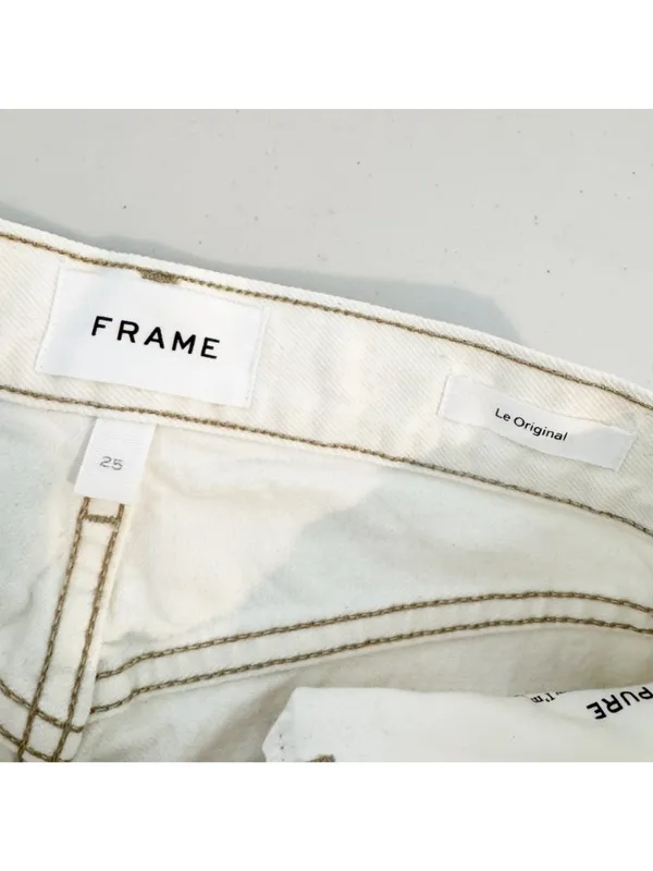 Frame Jeans Size 25 Off White Distressed High‎ Rise Button Fly Rigid Alternative - Image 6
