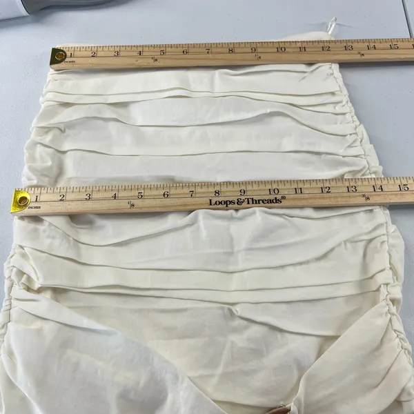 Zara Mini Skirt Womens Small Off White Stretch Ruched Everyday Wear Classic‎ - Image 12