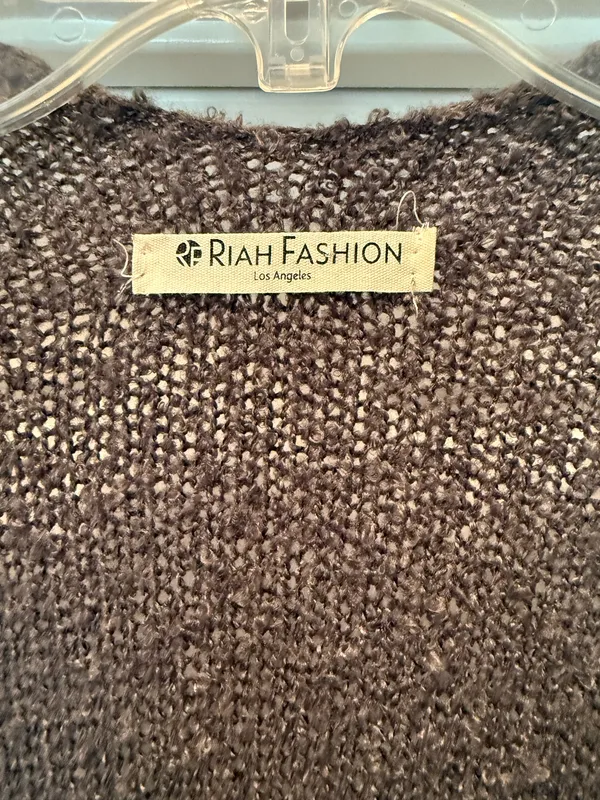 Riah Fashion Cozy Fringe Knit Cardigan Poncho - Charcoal Gray - Image 4