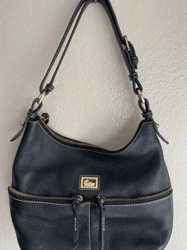 Dooney & Bourke Pebble Grain Classic Black Leather Hobo Handbag Adjustable - Image 5