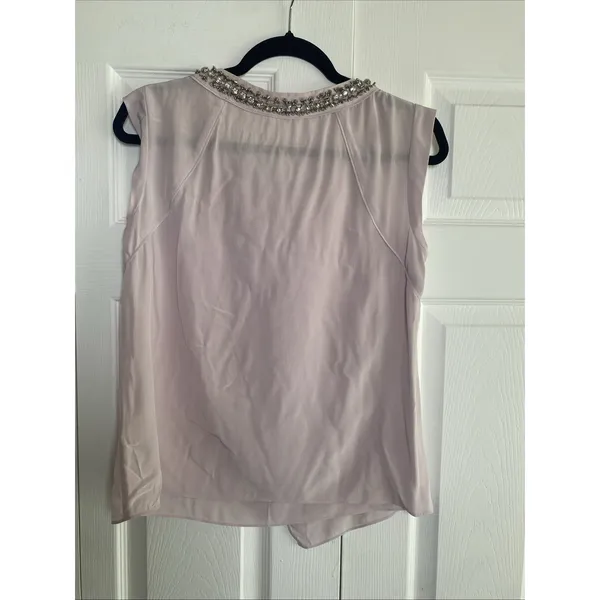 Rebecca Taylor Embellished Silk Wrap Top Womens Size 0 Lavender Grey Sleeveless - Image 7