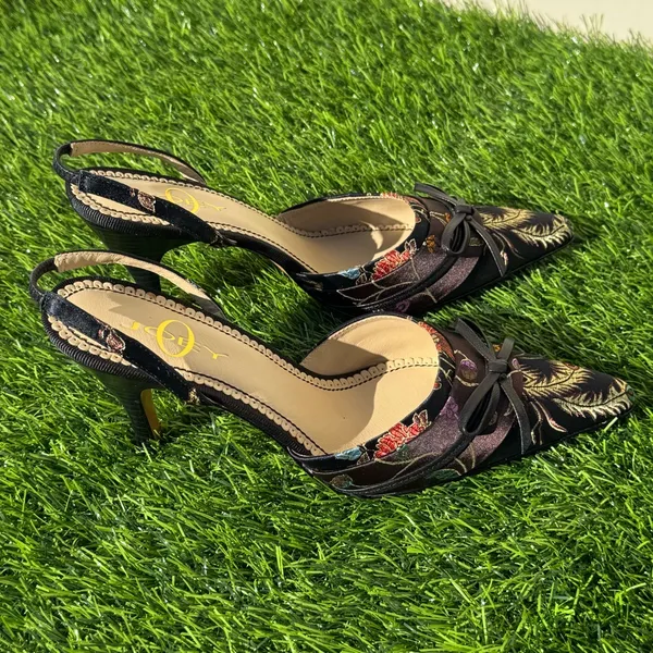 Joey Tibet Elegant Black Floral Women's Heels 6.5 - Image 6