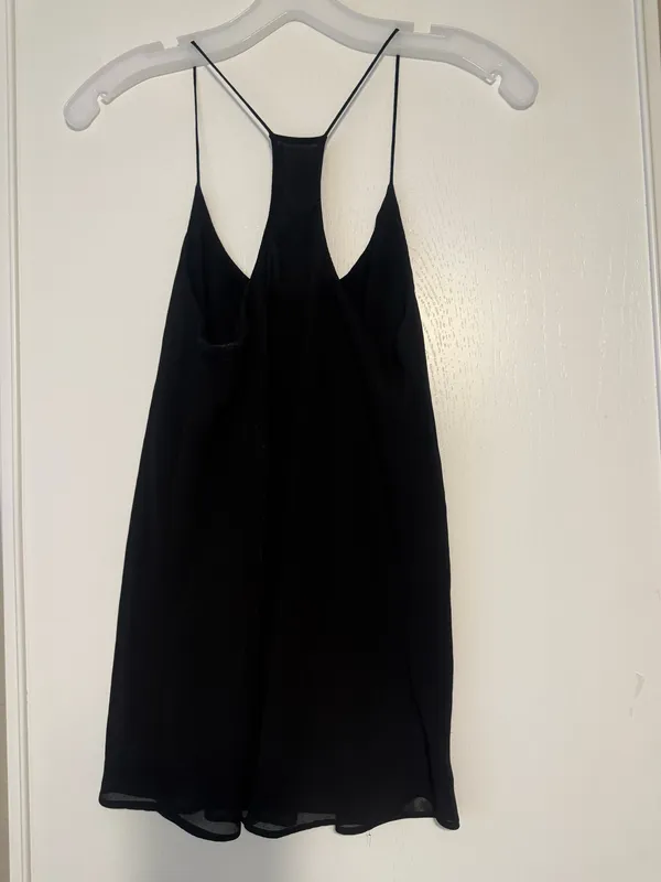 Be Cool Black Mesh Chiffon Flowy Racerback Tank Women’s Small - Image 2