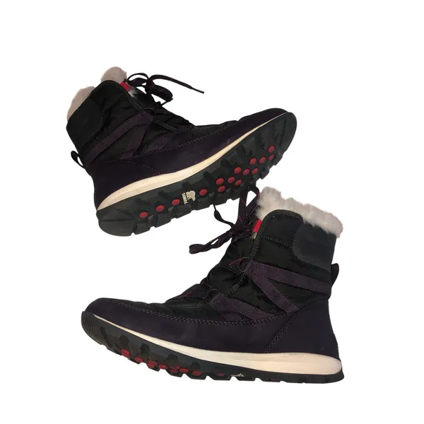 Sorel Whitney Short Lace Snow Boots Size 10 Dark Plum Waterproof Winter Gray - Image 3