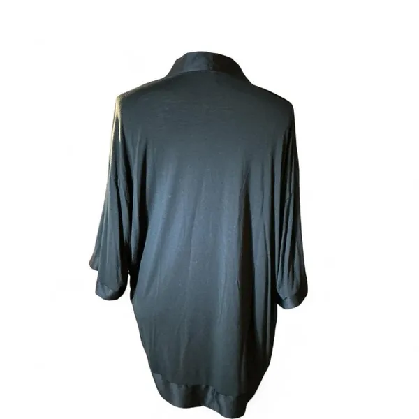 Victoria's Secret Black Satin Trim Kimono Robe Cardigan M‎ Sheer Goth Grunge - Image 2