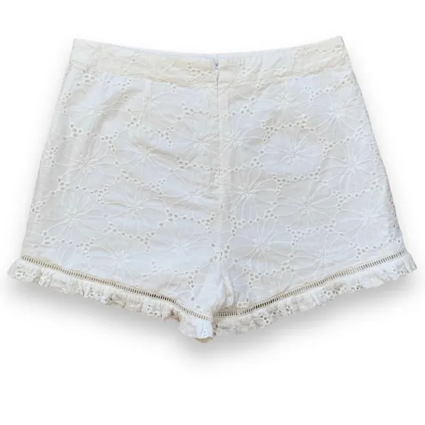 J.O.A Los‎ Angeles White Eyelet Lace Shorts High Waist Ruffle Hem Retro Feminine - Image 6