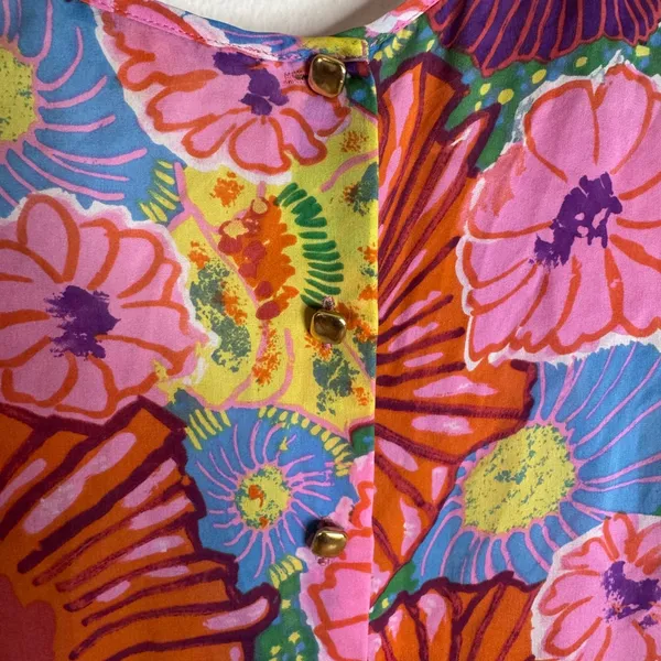 Leifsdottir anthropology Silk Floral Ruffle Sleeveless Blouse Multicolor Size‎ 4 - Image 11