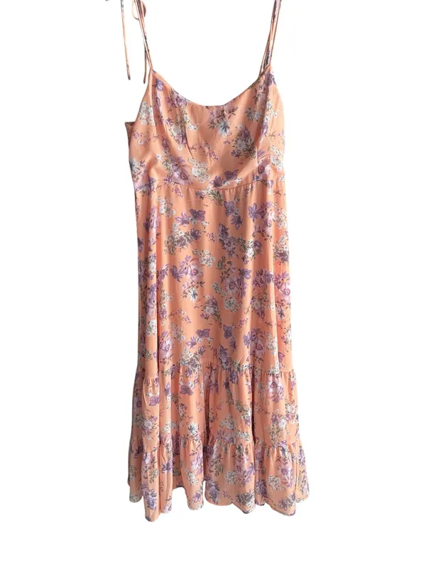 Lulus Started With a Kiss Orange Floral Print Tie-Strap Tiered Dress - Image 4