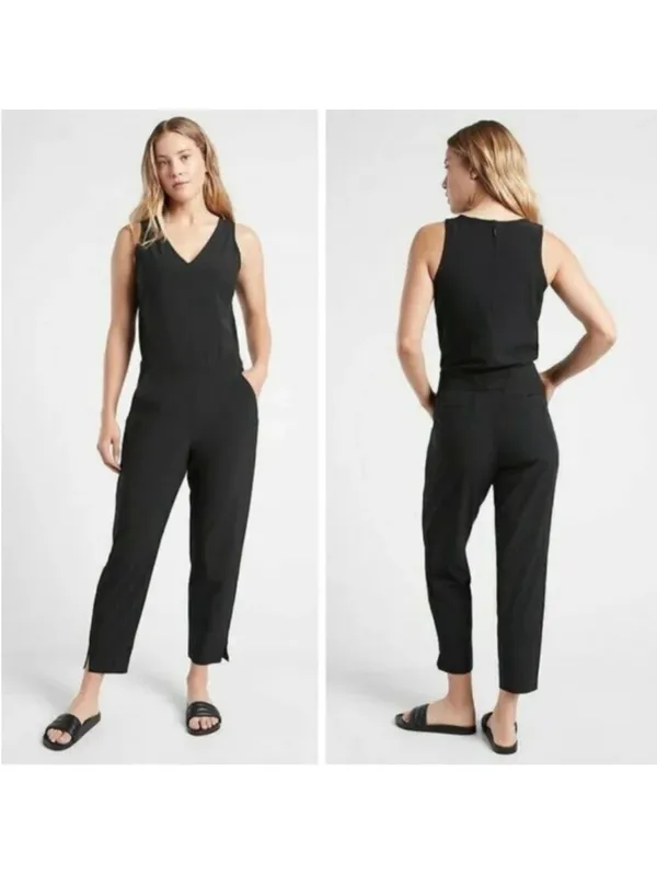 Athleta Brooklyn Jumpsuit Sleeveless V-Neck Jumpsuit Black size 2‎ - Image 2