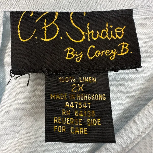 CB Studios by Casey B Light Blue Sleeveless Linen Shell Top Size XL - Image 7