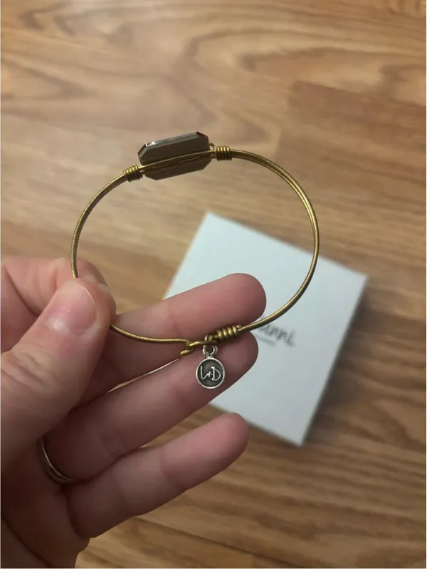 Luca + Danni Dylan Bangle Gold Wire Bracelet with Red Crystal Bead - Image 7