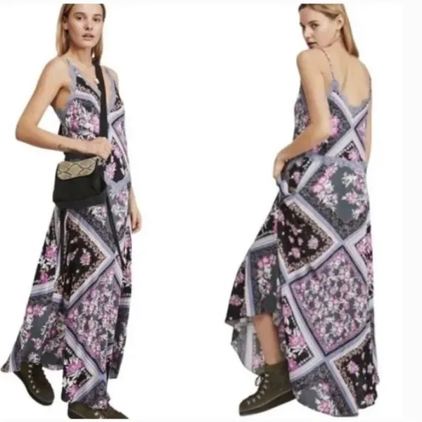 Intimately Free People Stevie Printed Maxi Slip Dress in Graphite Combo Medium - Image 4