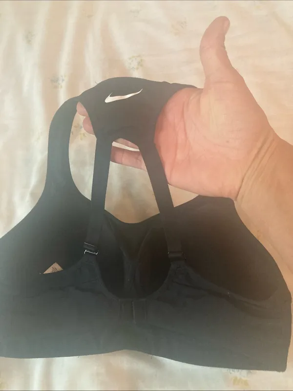 Nike Black Racerback Padded Sports Bra with White Swoosh - Image 6