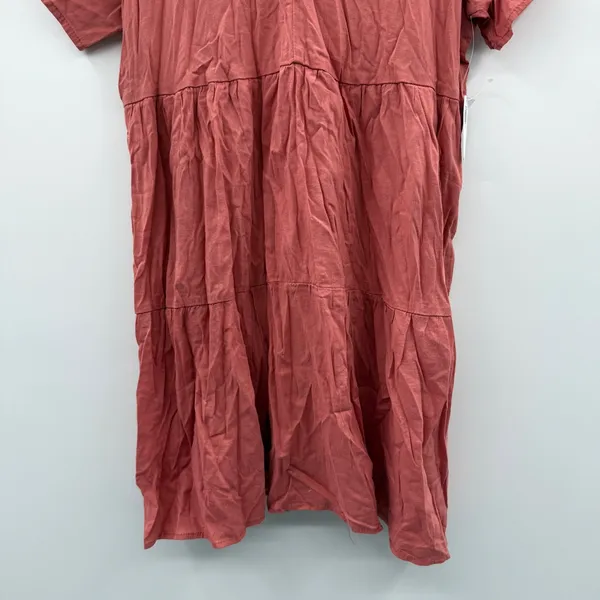 Old Navy NWT Mini Dress Women's Sz‎ Medium Amber Glow V Neck Tiered Short Sleeve - Image 3