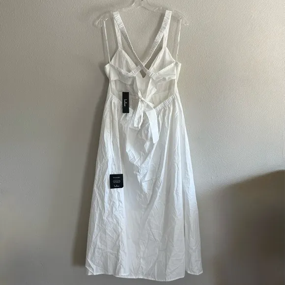 NEW Lulus Strolling Sicily White Pleated Backless Midi Dress With Pockets Sz XL - Image 12