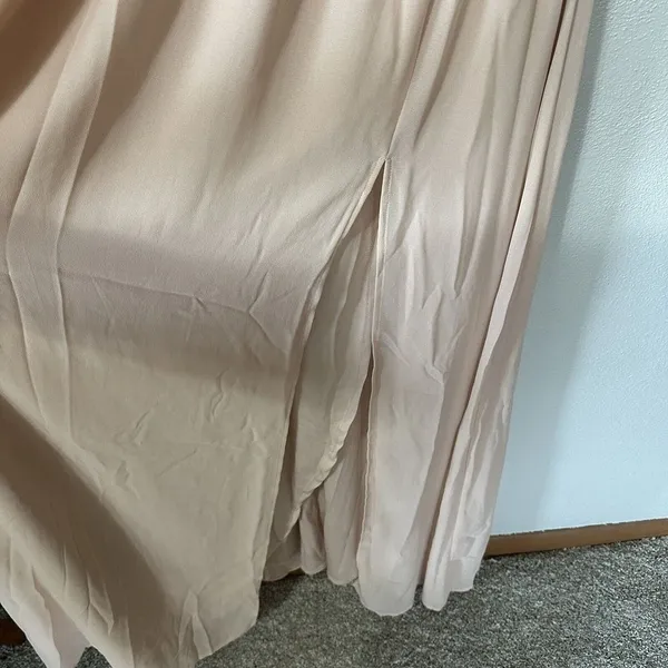 Lulus Heavenly Hues‎ Blush Pink Maxi Dress Front Slit Size Medium Deep Vneck NWT - Image 4