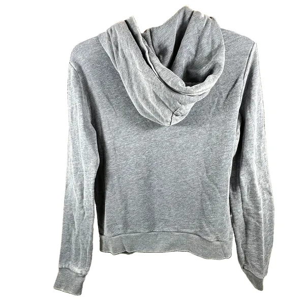 Vintage Abercrombie & Fitch Y2K Full Zip Hoodie Women M Gray Distressed Patch - Image 6