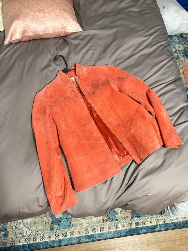 Vintage genuine leather biker jacket Orange Size L - Image 6