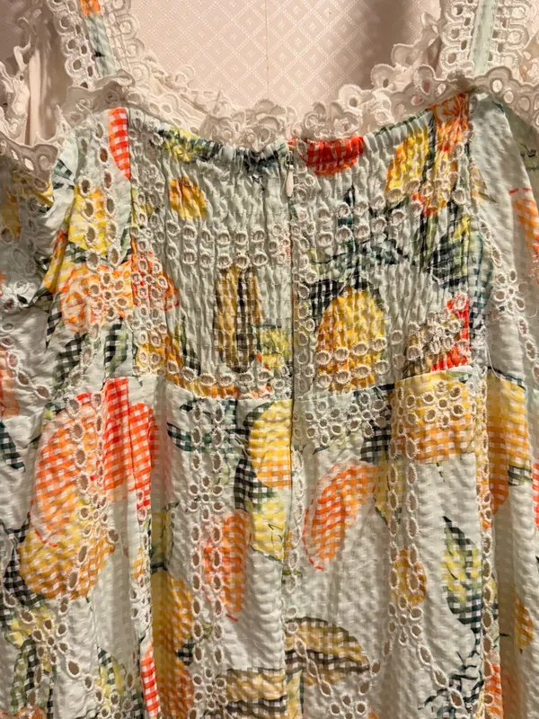 Anthropologie White Ruffled Eyelet Floral Embroidered Dress - Image 9