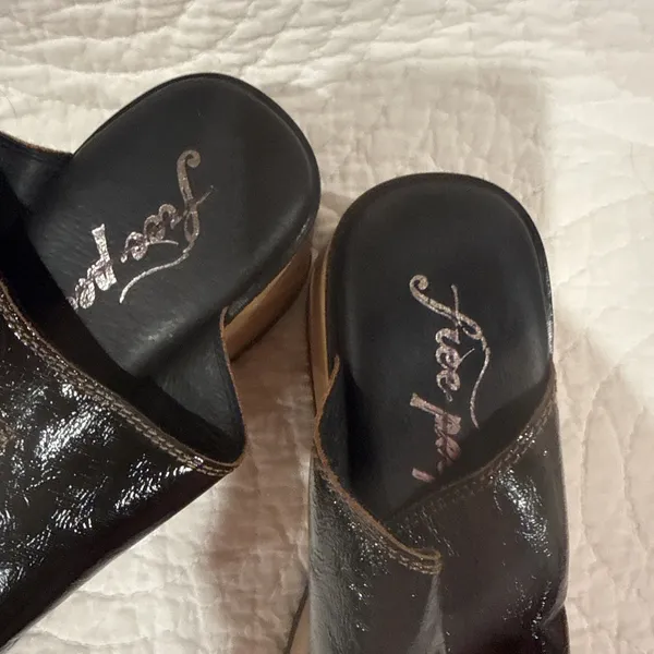 NEW 40/9 Black Free People Gabriela Clogs Platform Wedge Black Patent Leather - Image 5