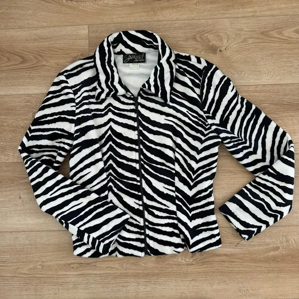 Vintage Y2K Zebra Print Sans Souci Two Piece Jacket & Mini Skirt Set - Image 3