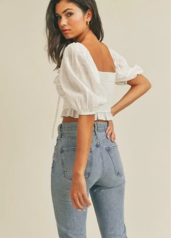 Lush Clothing Puff Sleeve Crop Top - Image 3