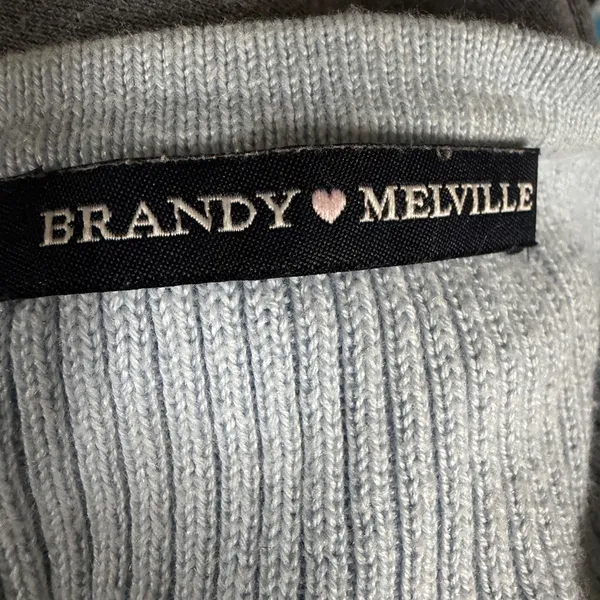 Brandy‎ Melville Baby Blue Button Cardigan Sweater Ribbed Preppy Academia - Image 6