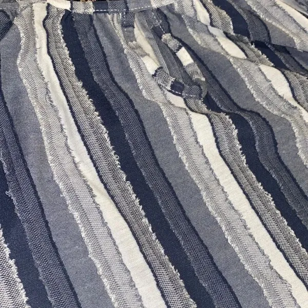 Rain Chambray Blue Striped Knot Hem Half Sleeve Blouse Blue Size M - Image 3