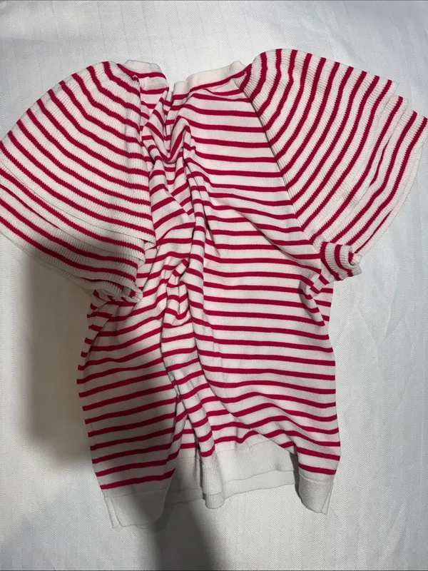 Express White and Hot Pink Striped Crewneck Top - Image 4