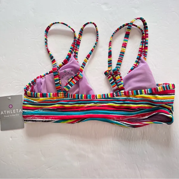 Athleta Montego Colorful Stripes Shirred Underwire Adjustable Bikini Top 38B/C‎ - Image 6