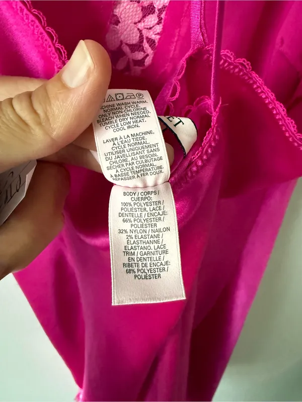 Victoria’s Secret Hot Pink Lace Trim Slip Dress Laungerie Floral Intimates S - Image 9