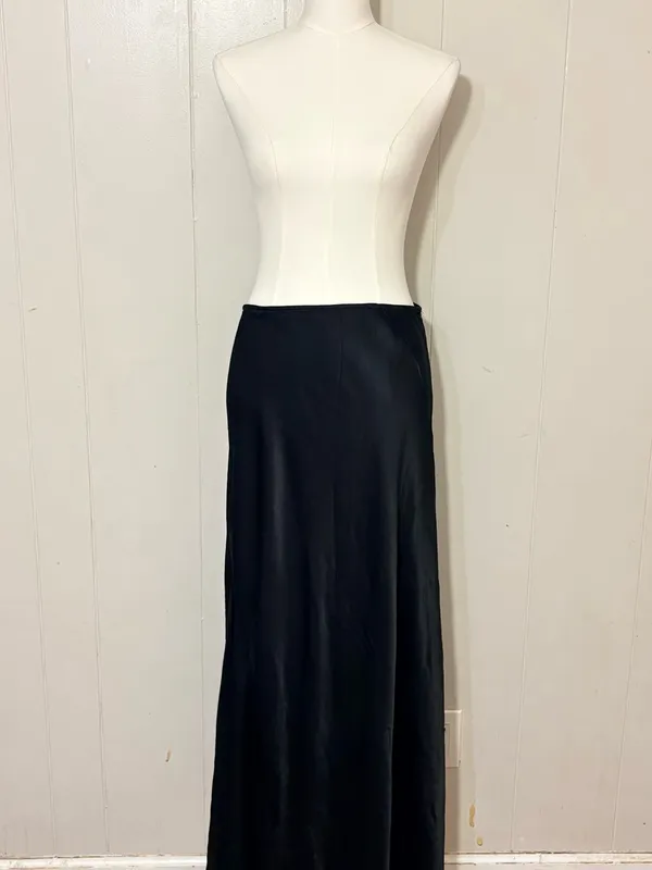DISSH Charli Black Satin Maxi Skirt Size 10 Bias Cut Minimalist - Image 2